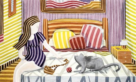 Girl with Cat - Javier Ortas painting